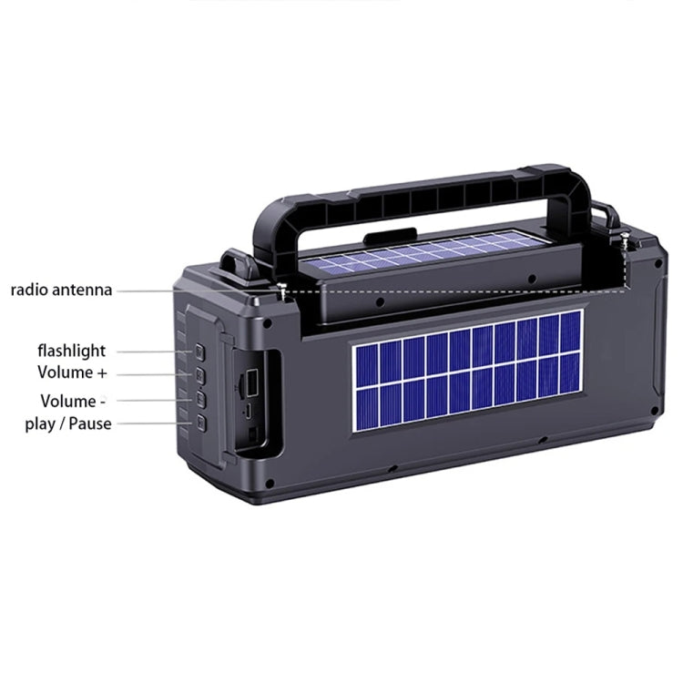 DV-860 Dual-Solar Flashlight Bluetooth Speaker FM Card Radio(Blue) - Radio Player by buy2fix | Online Shopping UK | buy2fix