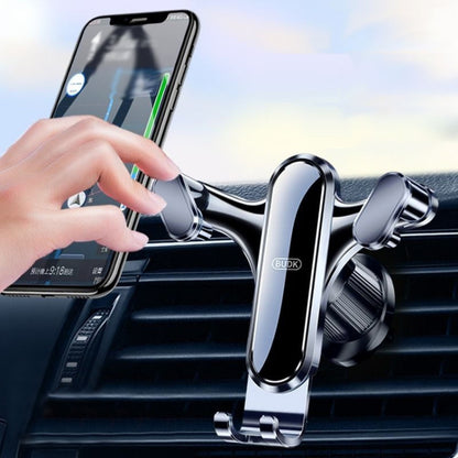 BUDK Triangle Gravity Sensor Car Phone Bracket Car Air Vent Navigation Holder, Model: Bent Suction Cup Base Model - Universal Car Holders by BUDK | Online Shopping UK | buy2fix