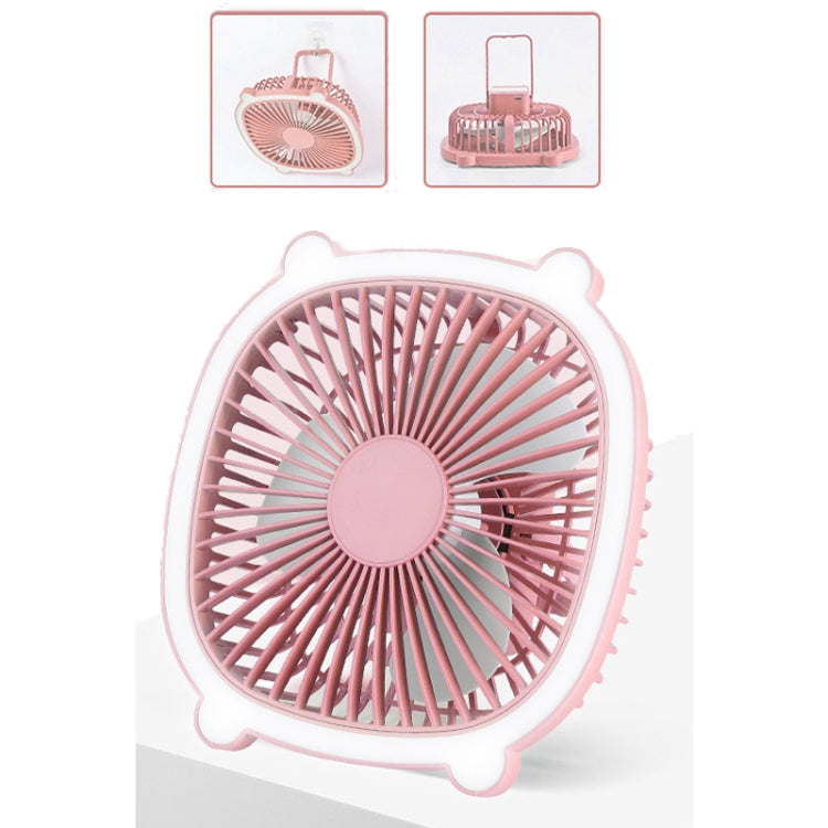 Rechargeable Table Fan With Reading LED Light  3 Wind Speed Adjustment(Pink) - Electric Fans by buy2fix | Online Shopping UK | buy2fix