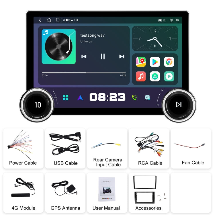 11.8 Inch 4+64G Dual Knob Player Android Large Screen Navigation Wireless CarPlay Reversing Image(Standard) - Car MP3 & MP4 & MP5 by buy2fix | Online Shopping UK | buy2fix