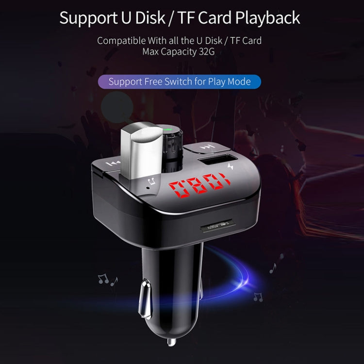 Car Bluetooth MP3 Player FM Transmitter Fast Charging(Black) - Bluetooth Car Kits by buy2fix | Online Shopping UK | buy2fix