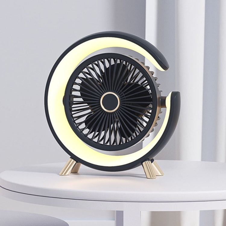 USB Charging Desktop Fan With Light Student Dormitory Light Sound Office Aroma Desktop Fan(Dark Blue) - Electric Fans by buy2fix | Online Shopping UK | buy2fix