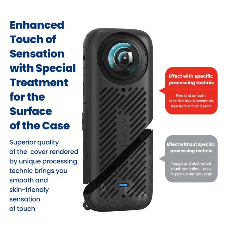 For Insta360 X4 AMagisn Silicone Protective Cover Body Case + Lens Cover Black - Case & Bags by aMagisn | Online Shopping UK | buy2fix