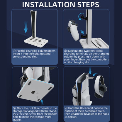 For PS5 Slim Iplay HBP-539 Console Cooling Base With RGB Ambient Light Vertical Grip Stand Charger(White) - Charger & Power by iplay | Online Shopping UK | buy2fix