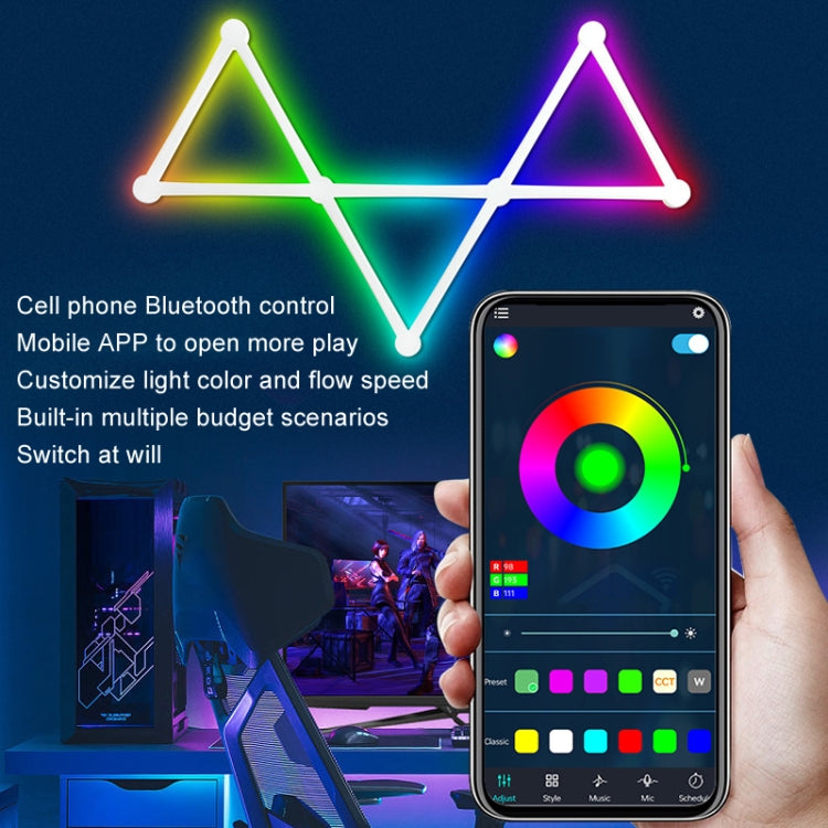 JSK-P22 5V Bluetooth RGB Stitching Light E-Sports Atmosphere Decorative Lamp, Style: 9 Sections+USB To DC Line+EU Plug(Black) - Novelty Lighting by buy2fix | Online Shopping UK | buy2fix