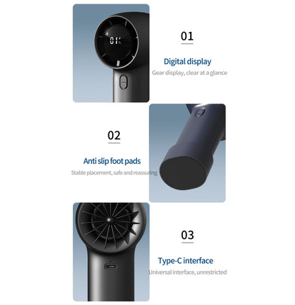 Outdoor Handheld Turbine Digital Display 100-Speed High-Speed Mini Fan, Color: Navy Blue - Electric Fans by buy2fix | Online Shopping UK | buy2fix