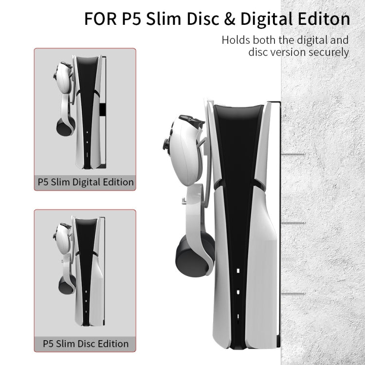 For PS5 Slim JYS-P5193 Console Wall Mount Hanging Storage Rack With Headphone Grip Organizer(Black) - Holder by JYS | Online Shopping UK | buy2fix