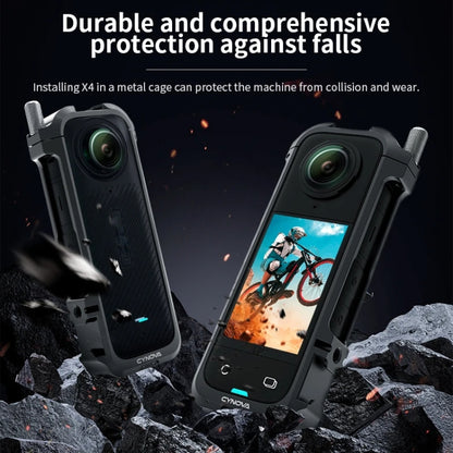 For Insta360 X4 CYNOVA Metal Rabbit Cage + Lens Cover Set Protective Accessories(Black) - Case & Bags by CYNOVA | Online Shopping UK | buy2fix