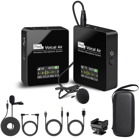 Pixel UHF Wireless Lavalier Microphone System with Real time Monitoring for DSLR Cameras Phones 1 To 1 - Microphone by Pixel | Online Shopping UK | buy2fix