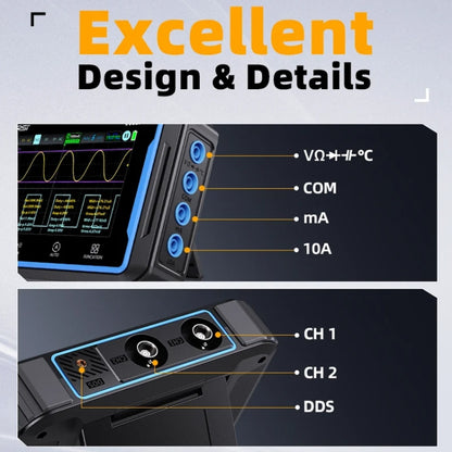 FNIRSI 2C53P Dual Channel Flat Panel Digital Oscilloscope Multimeter Signal Generator 3 In 1(Black) - Digital Multimeter by FNIRSI | Online Shopping UK | buy2fix