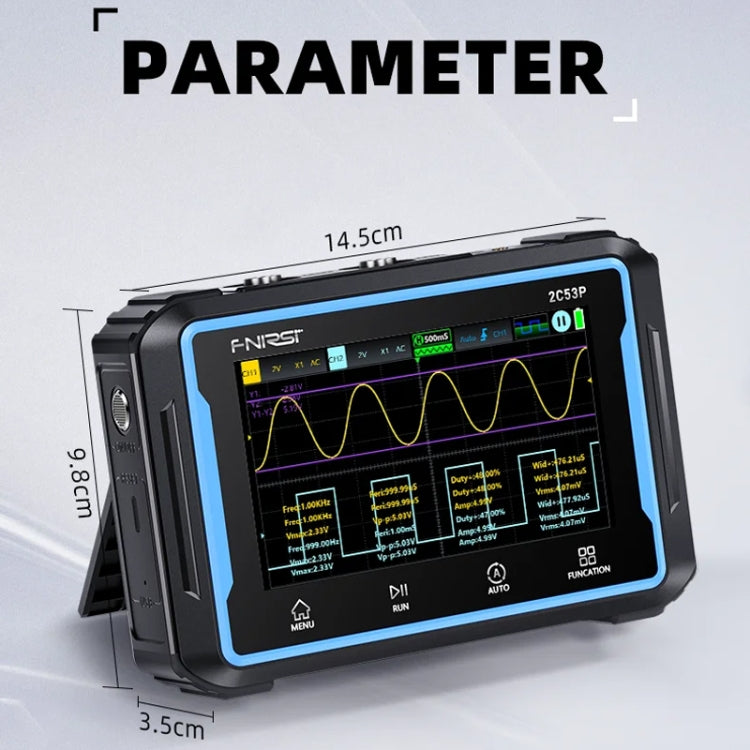 FNIRSI 2C53P Dual Channel Flat Panel Digital Oscilloscope Multimeter Signal Generator 3 In 1(Black) - Digital Multimeter by FNIRSI | Online Shopping UK | buy2fix