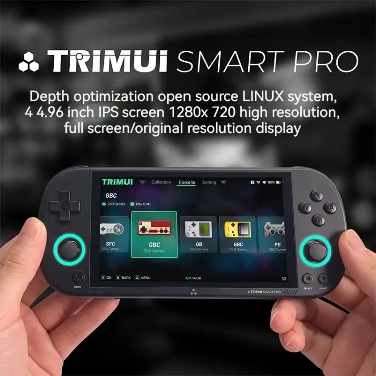 Trimui Smart Pro 4.96 Inch IPS Screen Handheld Game Console Open Source Linux System 128G(Black) - Pocket Console by Trimui | Online Shopping UK | buy2fix