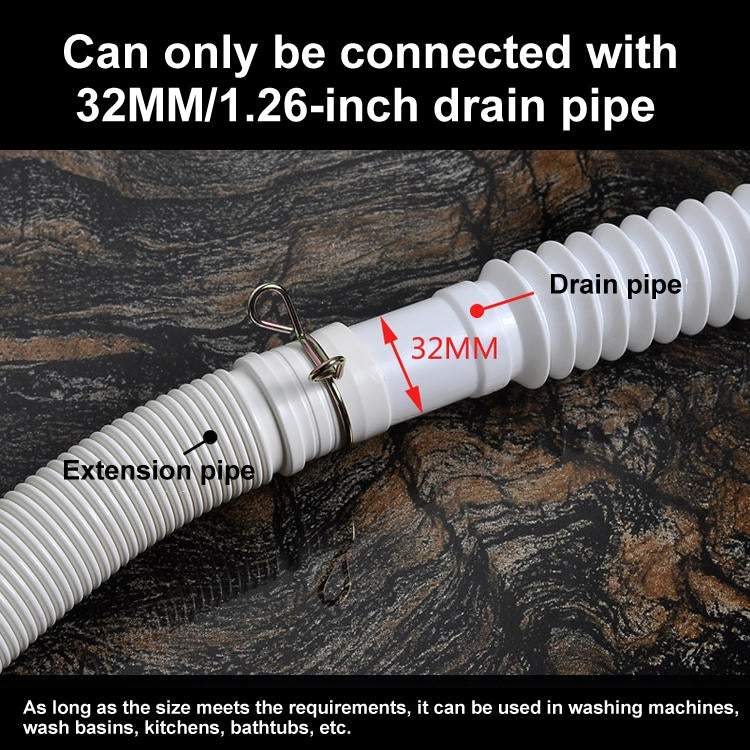 1.2m Diameter 32mm Extended Drain Hose for Washing Machine / Kitchen Basin / Bathtub - Washing Machines & Accessories by buy2fix | Online Shopping UK | buy2fix