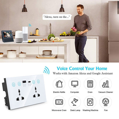 Graffiti Smart Socket With Switch USB+Type-C Dual Port Remote Control Socket, UK Plug, Style: Wifi White - Smart Socket by buy2fix | Online Shopping UK | buy2fix