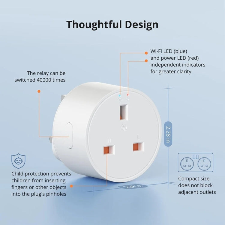 SONOFF S60TPG UK Plug Smart WiFi Socket Electricity Time Switching Voice Control - Smart Socket by SONOFF | Online Shopping UK | buy2fix