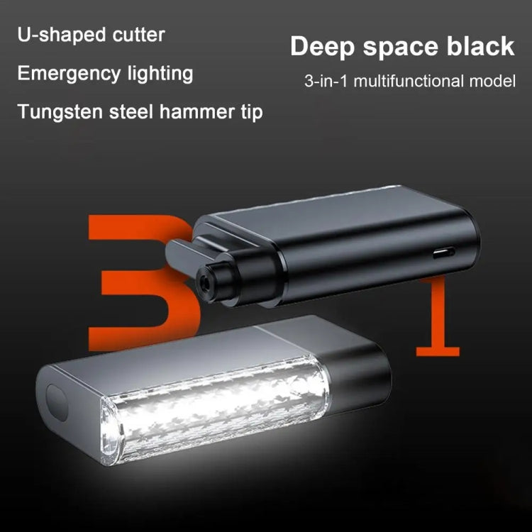 3 In 1 Car Safety Hammer Flashlight Emergency Light With Alarm(Black) - Emergency Hammer by buy2fix | Online Shopping UK | buy2fix