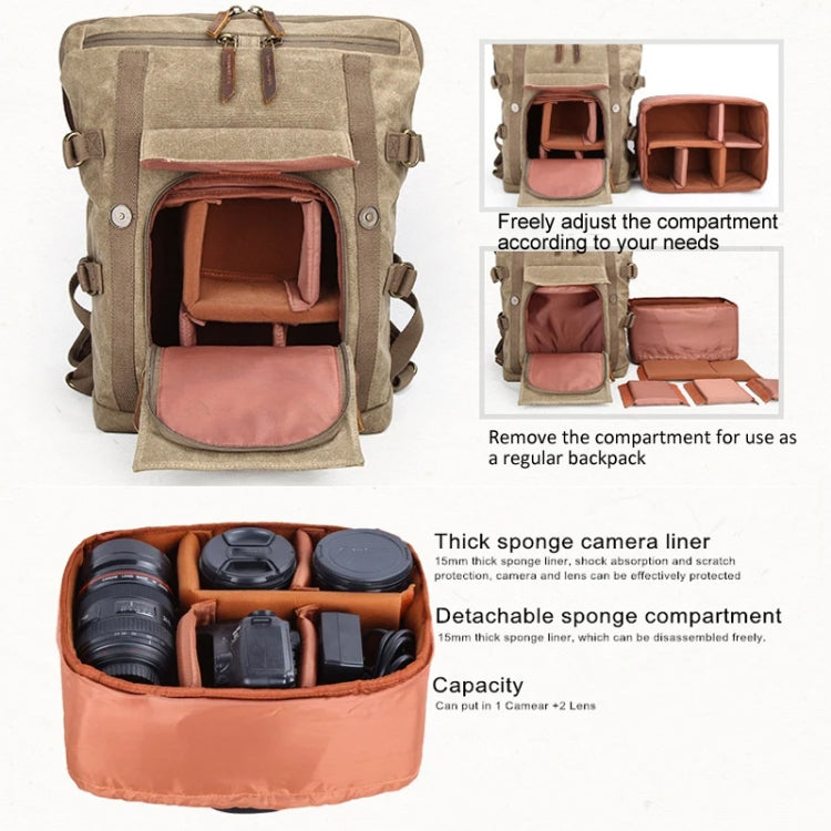 Vintage Camera Bag Waterproof  Canvas Backpack with Laptop Compartment Tripod Holder(Dark Gray) - Backpack by buy2fix | Online Shopping UK | buy2fix