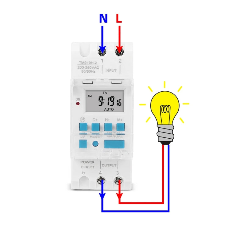 SINOTIMER TM919HK 85-265V AC 16A DIN Rail 4 Pins Voltage Output Digital Switch Timer Automatic Cycle Timing Controller - Switch by SINOTIMER | Online Shopping UK | buy2fix