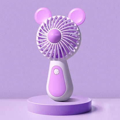 Cute Cartoon Handheld Small Fan Mini Portable USB Charging Fan, Size: Bear(Purple) - Electric Fans by buy2fix | Online Shopping UK | buy2fix