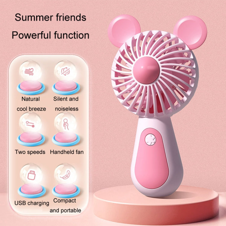 Cute Cartoon Handheld Small Fan Mini Portable USB Charging Fan, Size: Bear(Pink) - Electric Fans by buy2fix | Online Shopping UK | buy2fix