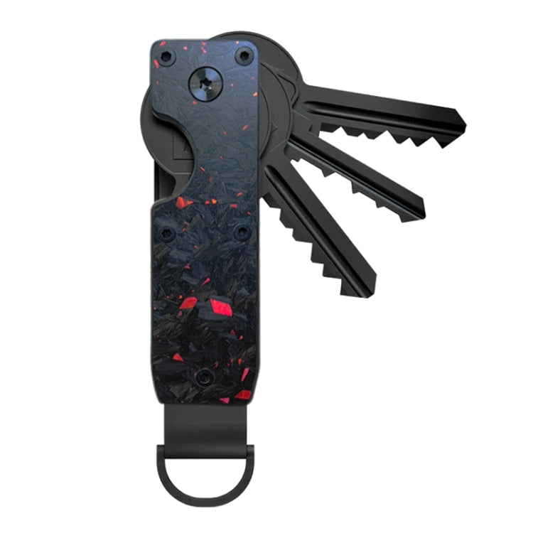 Compact Key Organizer Metal Key Chain Can Hold 2-6 Keys Red Forged Carbon - Key Rings by buy2fix | Online Shopping UK | buy2fix