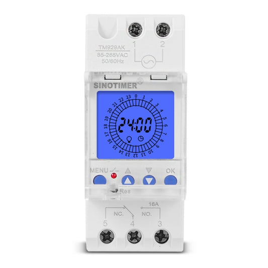 SINOTIMER  TM929AKL 85-265V 16A 24hrs Digital Analogue Din Module Time Switch With Backlight - Switch by SINOTIMER | Online Shopping UK | buy2fix