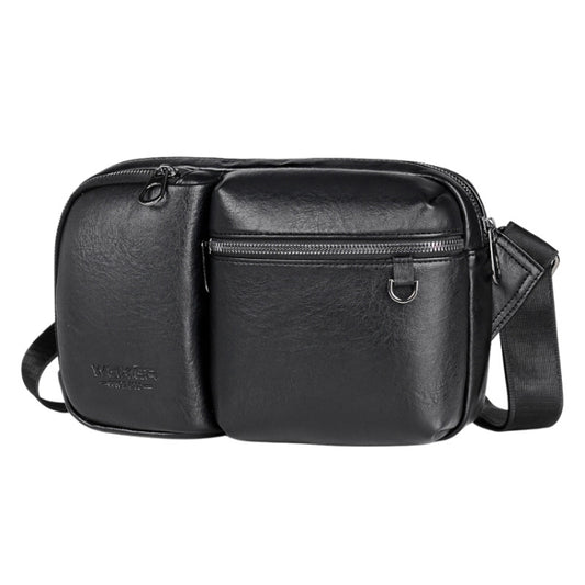 WEIXIER D401 Men Large Capacity Crossbody Single Shoulder Bag Casual PU Messenger Handbag(Black) - Single-shoulder Bags by WEIXIER | Online Shopping UK | buy2fix