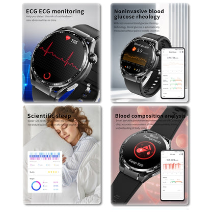 F200 Smart Health Watch ECG Electrocardiogram Blood Sugar Monitoring 1.55 Inch Round Screen, Color: Black 3-Beads Steel - Smart Watches by buy2fix | Online Shopping UK | buy2fix