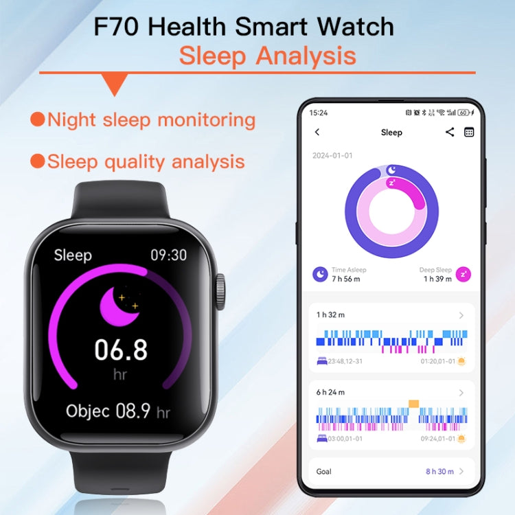 F70  2.1 Inch Screen Smart Watch With Blood Sugar/Blood Oxygen Monitoring /SOS Alarm/100+ Sports Modes, Color: Black Gray - Smart Watches by buy2fix | Online Shopping UK | buy2fix