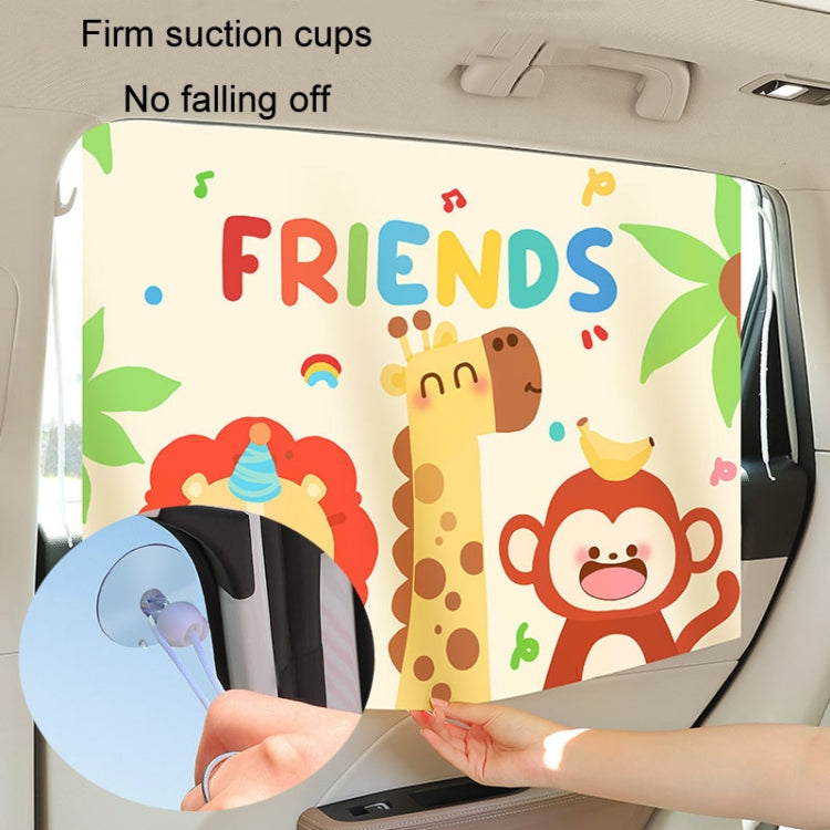 Suction Cup Car Sunshade Children Rear Side Window Insulation Sunscreen Cartoon Car Curtain, Style: Lion Monkey - Window Foils & Solar Protection by buy2fix | Online Shopping UK | buy2fix