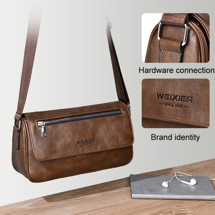 WEIXIER D514 Men Crossbody Waterproof Single Shoulder Bag Large Capacity Commuter Messenger Backpack(Brown) - Single-shoulder Bags by WEIXIER | Online Shopping UK | buy2fix