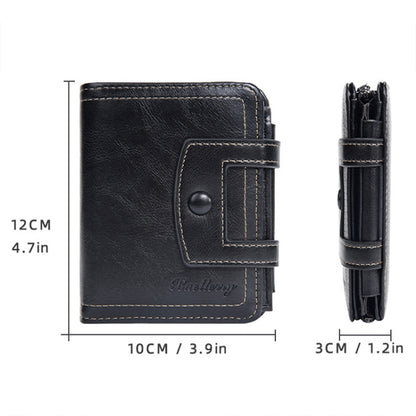 Baellerry D5112 RFID Anti-Theft Multi-Card Slot Buckle Tri-fold Zipper Short Wallet Coin Purse(Coffee) - Antimagnetic RFID Package by Baellerry | Online Shopping UK | buy2fix