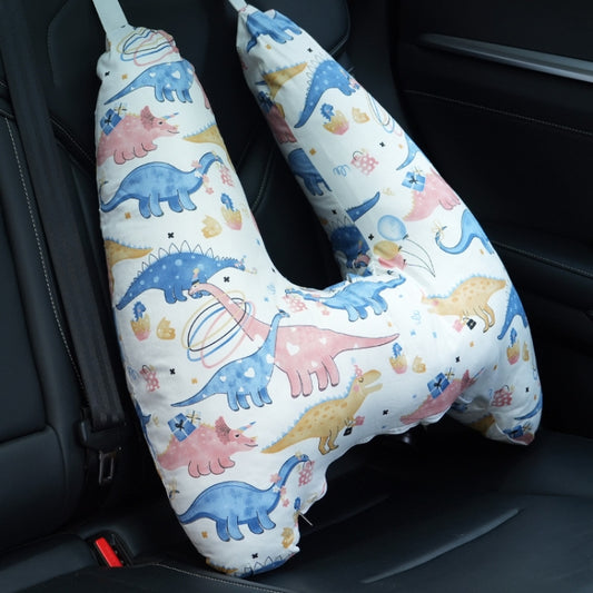 55x66cm Children Car Seat Belt Prevent Neck Strangulation Sleeping Pillow(Fina Dinosaur Pink) - Seat Accessories by buy2fix | Online Shopping UK | buy2fix