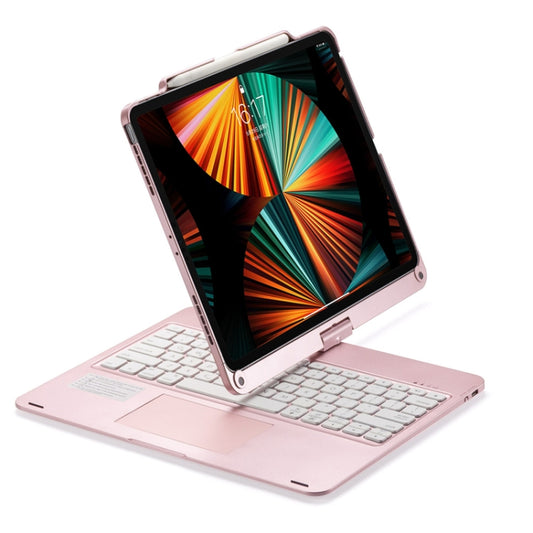 For iPad Pro 12.9 Inch 2022/2021/2020/2018 Tablet Bluetooth Touch Keyboard With Backlight 360 Degree Rotation(Rose Gold) - For iPad Pro by buy2fix | Online Shopping UK | buy2fix