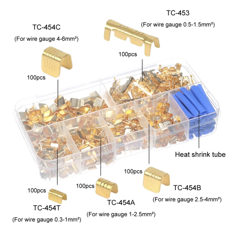 500pcs /Box 5 Specifications Of Gold Brass Quick Crimping Buckle U-Shaped Parallel Terminal Set - Terminal connectors by buy2fix | Online Shopping UK | buy2fix