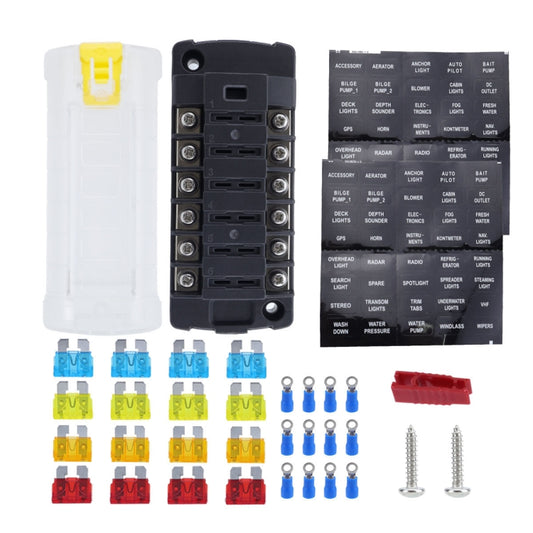 6-Way Plug-In Insulated Cover Fuse Box For Cars Yachts, Set: Upgraded Version B - Fuse by buy2fix | Online Shopping UK | buy2fix