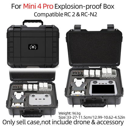 For DJI Mini 4 Pro Drone Suitcase Explosion-proof Box Compatible with RC 2 & RC-N2(Black) - Carry Cases & Bags by buy2fix | Online Shopping UK | buy2fix