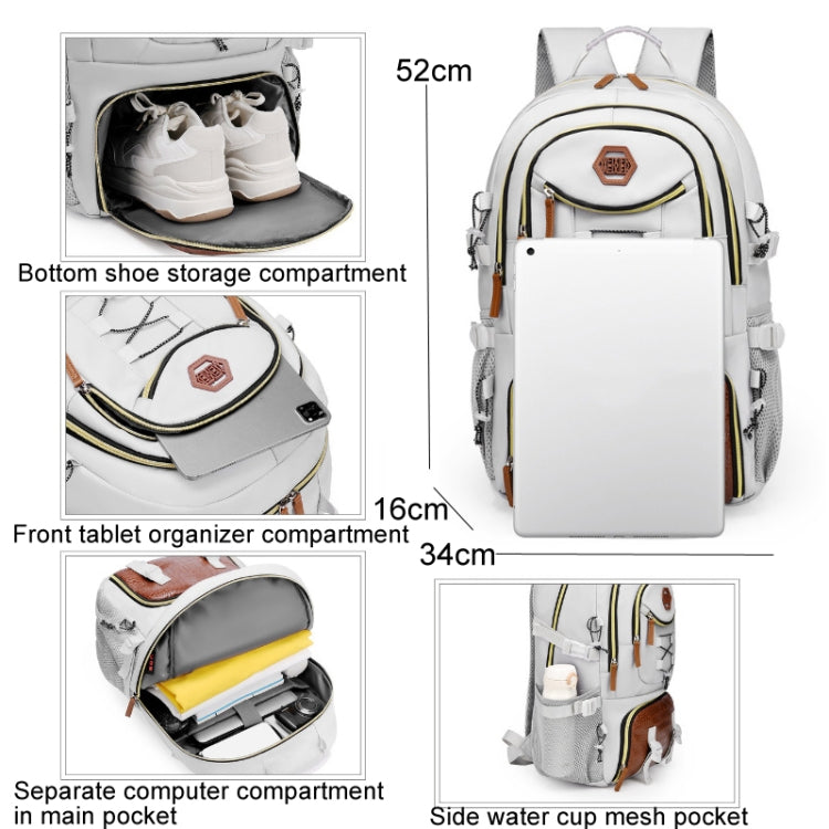 WEIXIER B713 Large Capacity Casual Shoulder Backpack Oxford Cloth Travel Mountaineering Bag(White) - Double-shoulder Bags by WEIXIER | Online Shopping UK | buy2fix