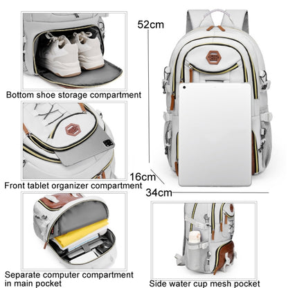 WEIXIER B713 Large Capacity Casual Shoulder Backpack Oxford Cloth Travel Mountaineering Bag(White) - Double-shoulder Bags by WEIXIER | Online Shopping UK | buy2fix