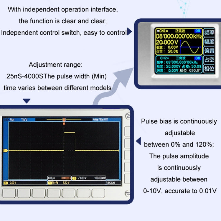 JUNTEK Programmable Dual-Channel DDS Function Arbitrary Waveform Signal Generator, Frequency: 60MHz(US Plug) - Other Tester Tool by buy2fix | Online Shopping UK | buy2fix