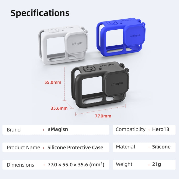 For GoPro HERO13 Black AMagisn Silicone Case Protective Cover(Blue) - Silicone Cases by aMagisn | Online Shopping UK | buy2fix