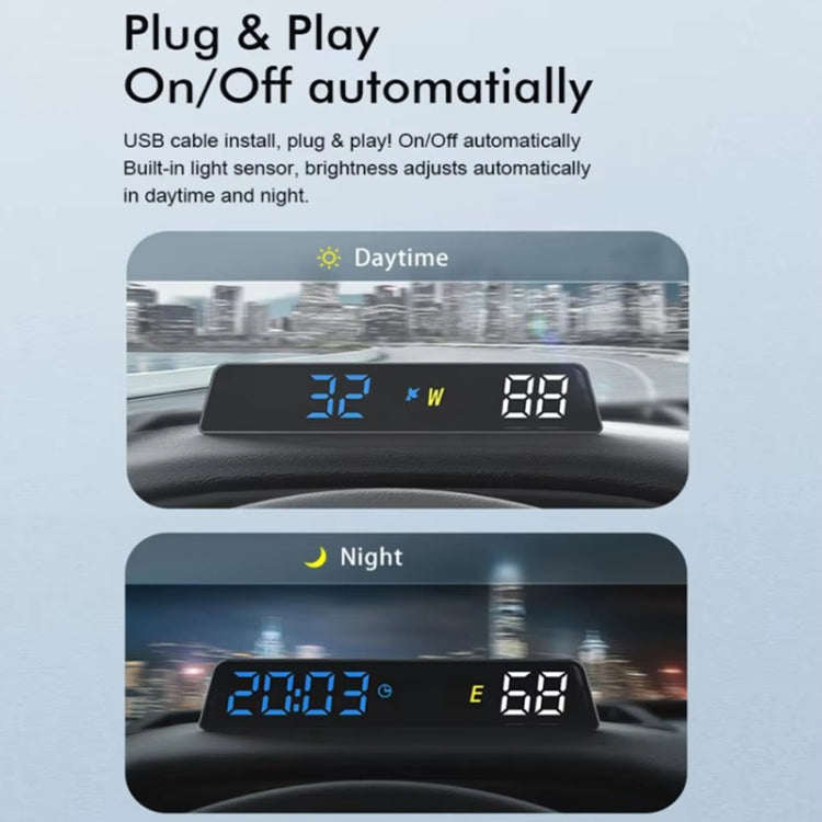 Head-up Display USB Powered High-definition Vehicle Code Altitude Meter(All White) - Head Up Display System by buy2fix | Online Shopping UK | buy2fix