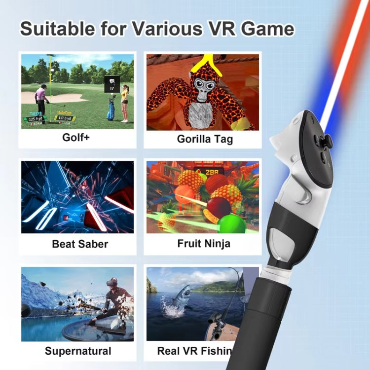 DEVASO For Meta Quest 3S / 3 Game Lightsaber Golf Game Extension Pole Baseball Grip Accessories(White) - VR Accessories by buy2fix | Online Shopping UK | buy2fix