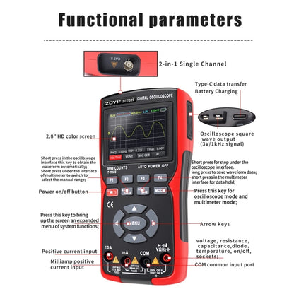 ZOYI Color Screen Multifunctional Handheld Digital Oscilloscope Multimeter(English) - Digital Multimeter by ZOYI | Online Shopping UK | buy2fix