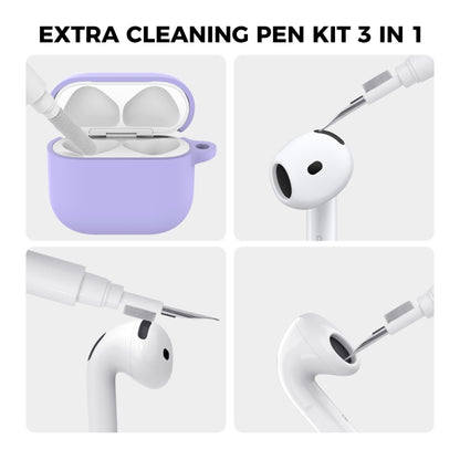 For Airpods 4 AhaStyle WG163 Earphone Drop-Proof Dust-Proof Silicone Protective Case With Cleanning Pen(Purple) - For AirPods 4 by AhaStyle | Online Shopping UK | buy2fix