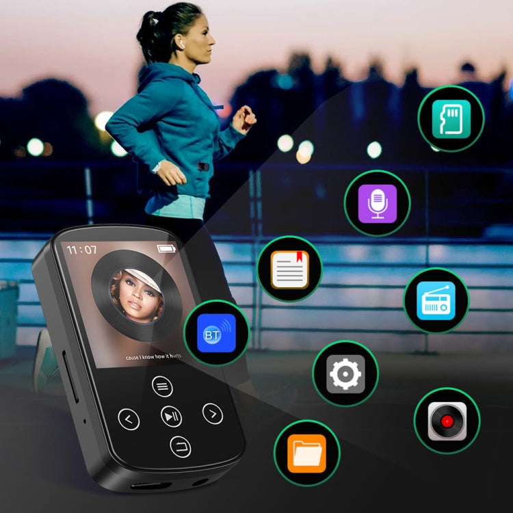 MP3 Bluetooth Music Player HIFI Sports Clip Touch Screen MP4, Memory: 16GB(Black) - MP3 Player by buy2fix | Online Shopping UK | buy2fix