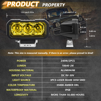 E23 40W 9V-30V 5 Inch Waterproof 3-Eye Headlight(Floodlight Yellow Light) - Work Lights by buy2fix | Online Shopping UK | buy2fix