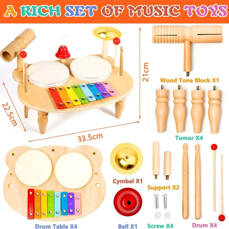 Children Wooden Desktop Music Percussion Toy Baby Early Learning Drum Enlightenment Toy, Style: Multi-function Percussion Table - Musical Instrument Toys by buy2fix | Online Shopping UK | buy2fix