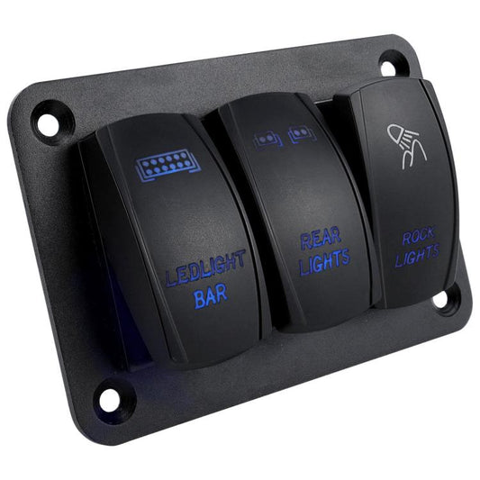 Blue Light Laser Engraved Panel Combination Switch For Car Boat, Specifications: 3-digit Panel - Car Switches by buy2fix | Online Shopping UK | buy2fix