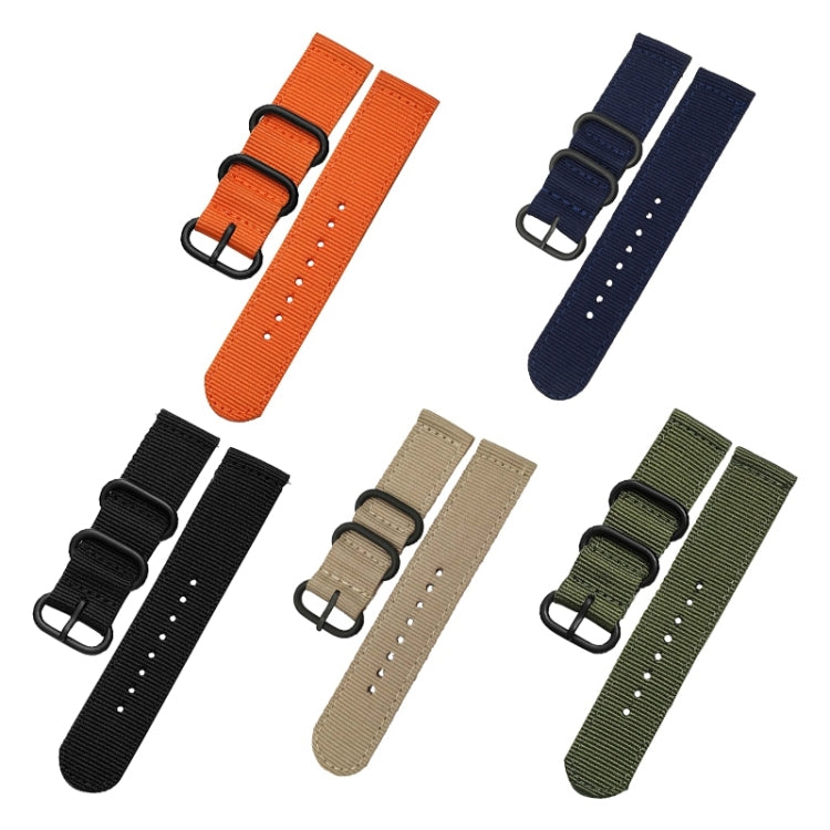 Washable Nylon Canvas Watchband, Band Width:22mm(Dark Blue with Black Ring Buckle) - Watch Accessories & Parts by buy2fix | Online Shopping UK | buy2fix